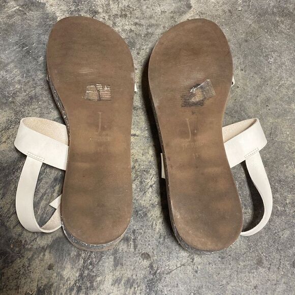 J. Crew Jessa Leather Ivory Glitter Platform Sandals  Size 11 - Picture 7 of 9